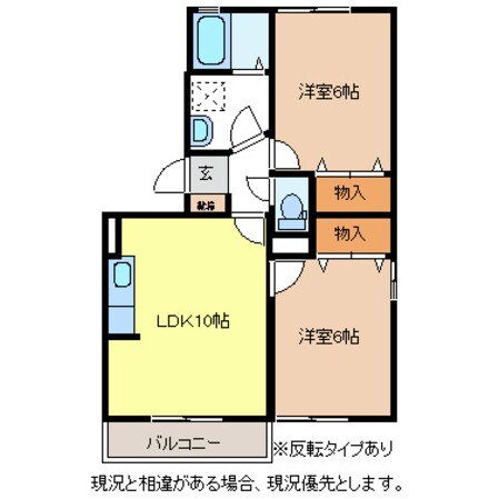 ハイツサンライズＡ棟の物件間取画像